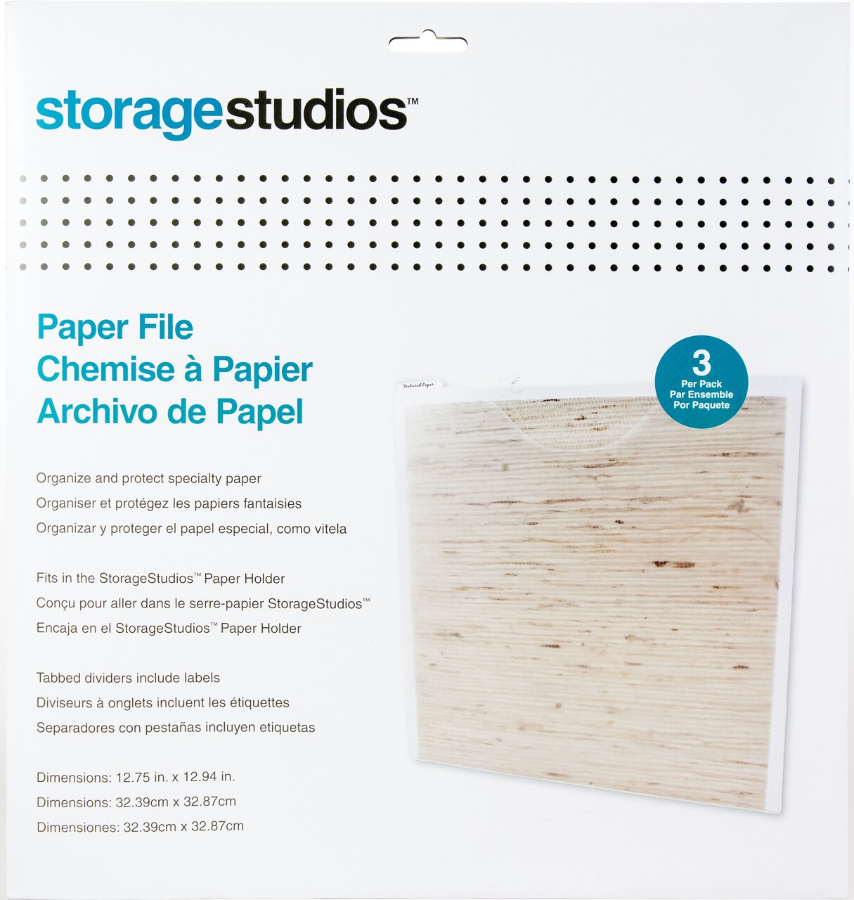 Storage Studios Paper Files W/Tabbed Dividers & Labels 3/Pkg-12.75"X13"